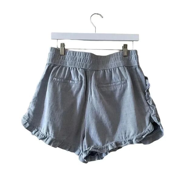 Who What Wear Cotton High Waist Scallop Blue Elastic Waist Pockets Shorts Sz 8 - Picture 2 of 12